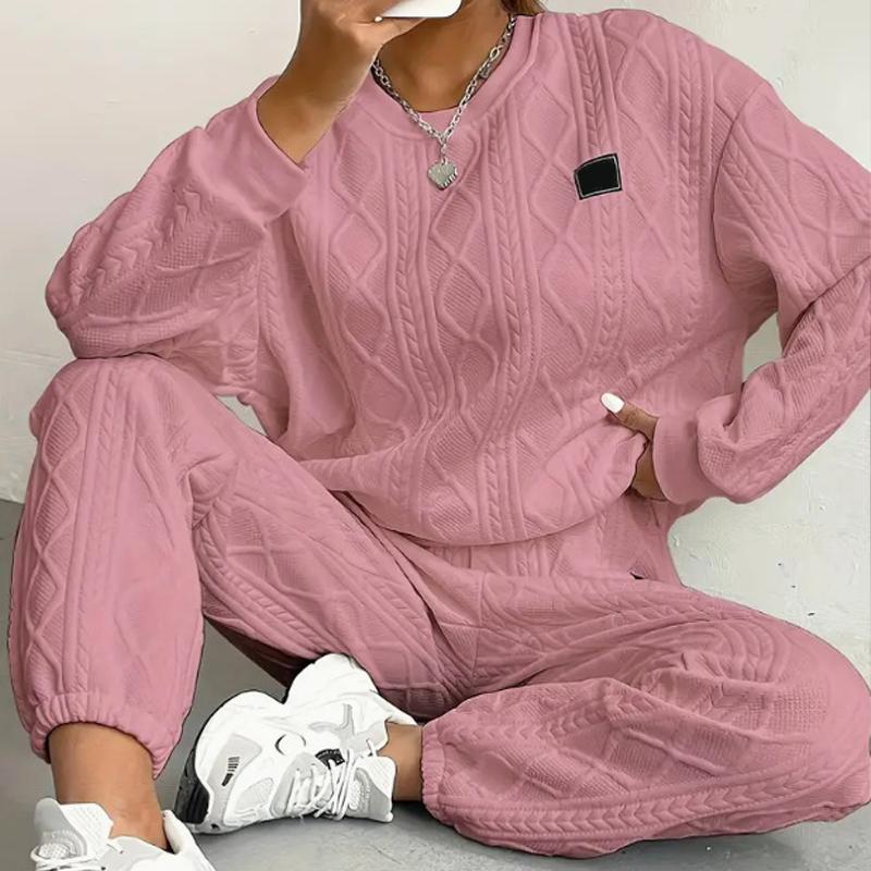 Lässiges 2-teiliges Set aus langärmligem Strickpullover und Hose