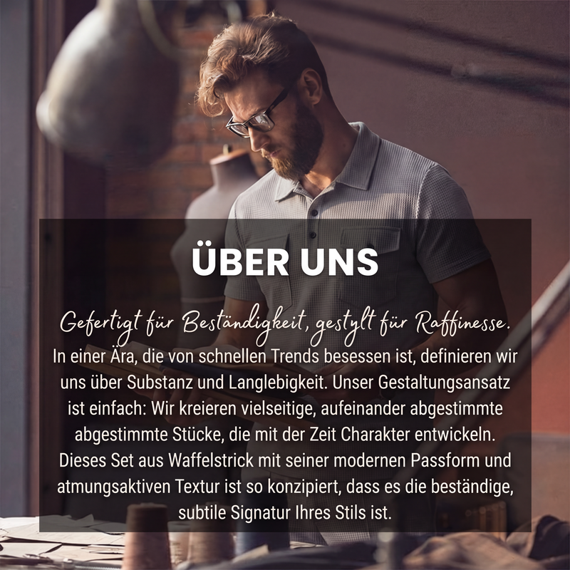 Herren-Set aus Waffelstrick-Kurzarm-Oberteil und Hose