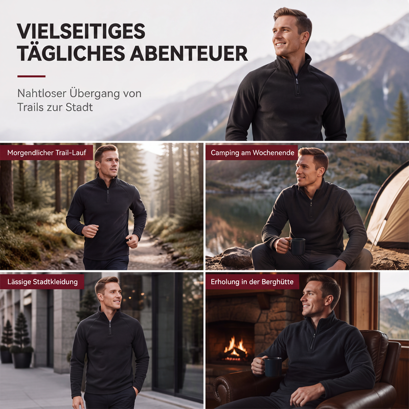 Herren-Polarfleece-Sweatshirt mit Stehkragen, warm