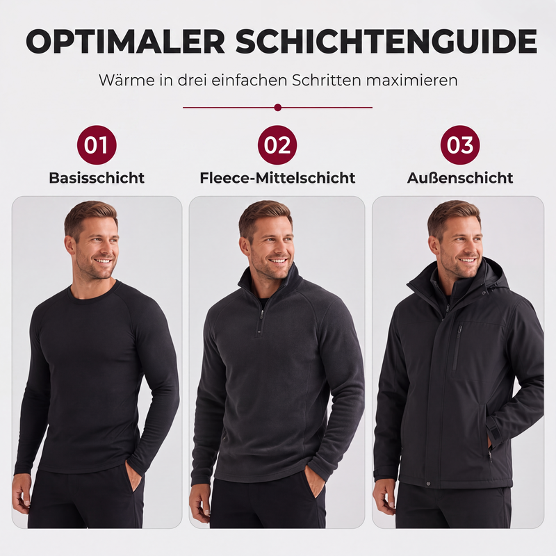 Herren-Polarfleece-Sweatshirt mit Stehkragen, warm