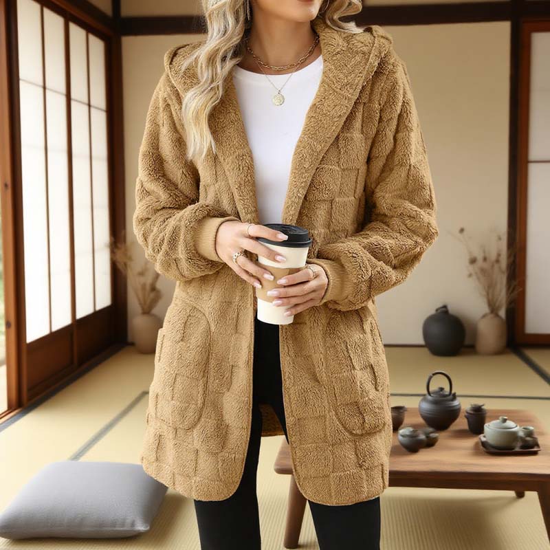 🧸 50 % RABATT – Damen Flauschige Karierte Strickjacke | Kuscheliger Komfort trifft auf zeitlosen Herbststil 🍂
