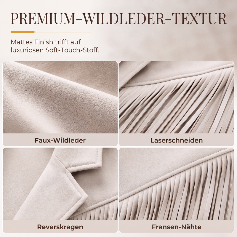 Lässige Fransenjacke für Damen mit langen Ärmeln