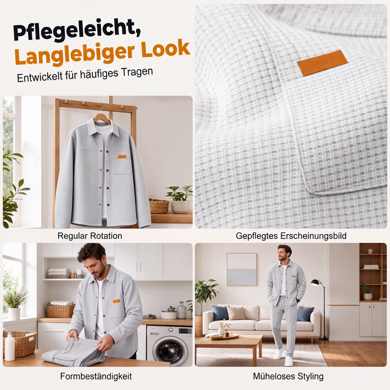 Zweiteiliges Freizeit-Set für Herren: Waffelstrick-Jacke und Hose