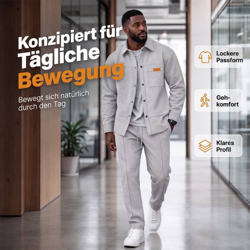 Zweiteiliges Freizeit-Set für Herren: Waffelstrick-Jacke und Hose