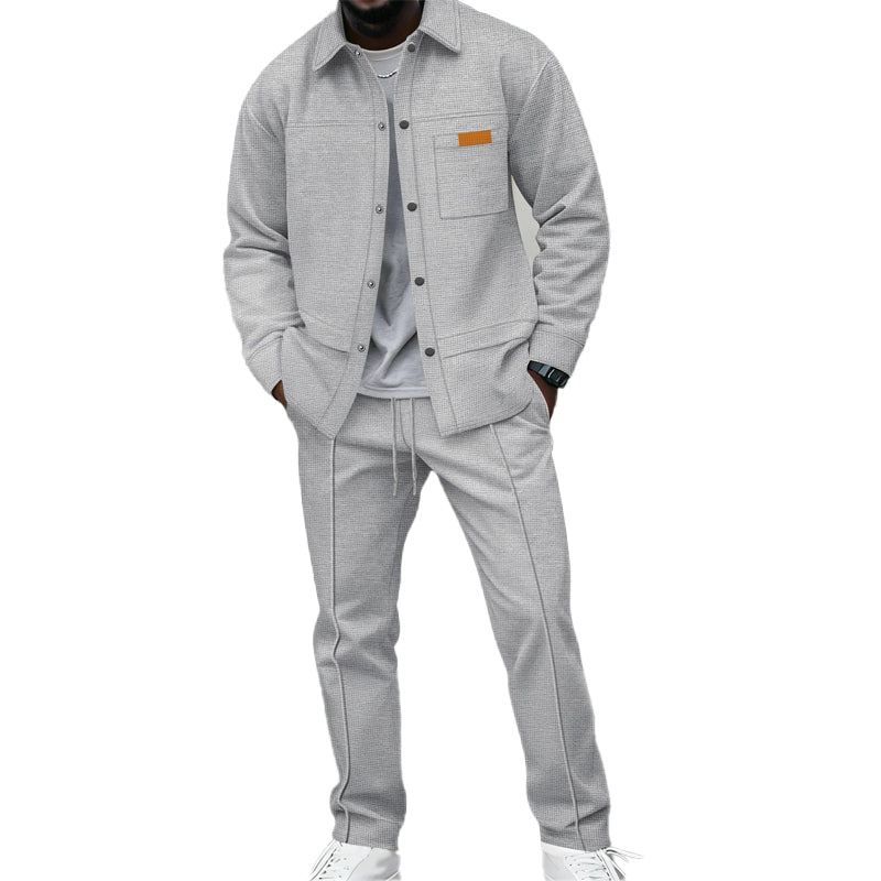Zweiteiliges Freizeit-Set für Herren: Waffelstrick-Jacke und Hose