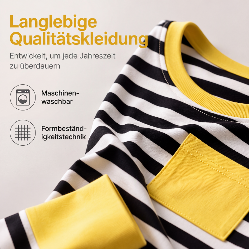 Zweiteiliges gestreiftes Set für Damen: Langarm-Oberteil und Hose