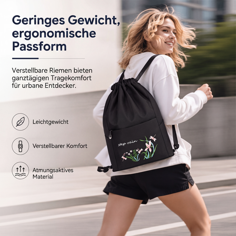 Vintage-Faltbarer Kordelzug-Rucksack für Damen