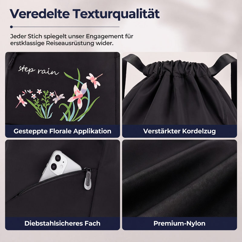 Vintage-Faltbarer Kordelzug-Rucksack für Damen