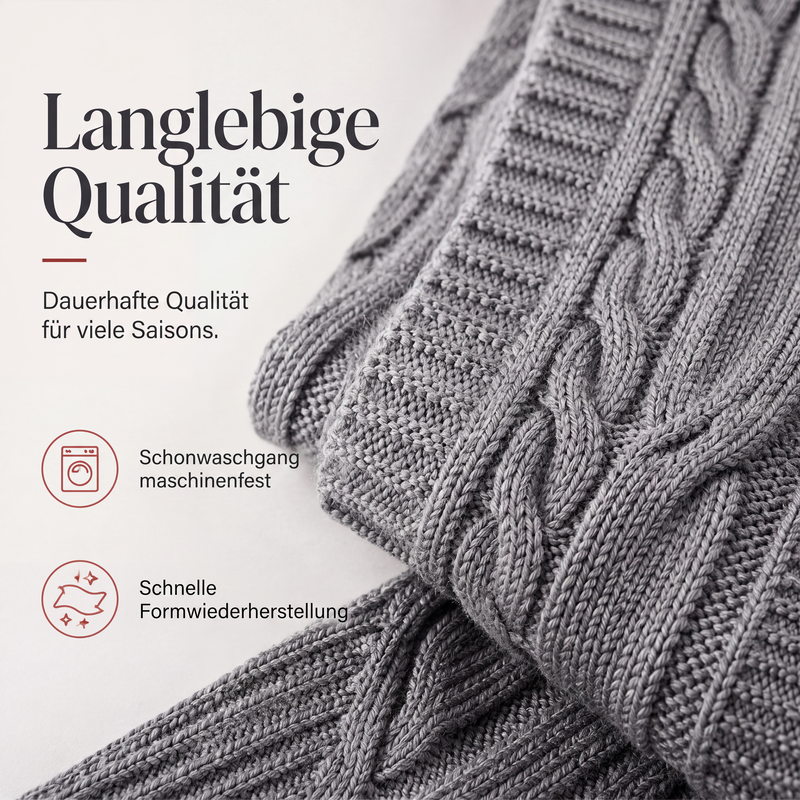 Lange Strickjacke mit Kapuze und Taschen für Damen
