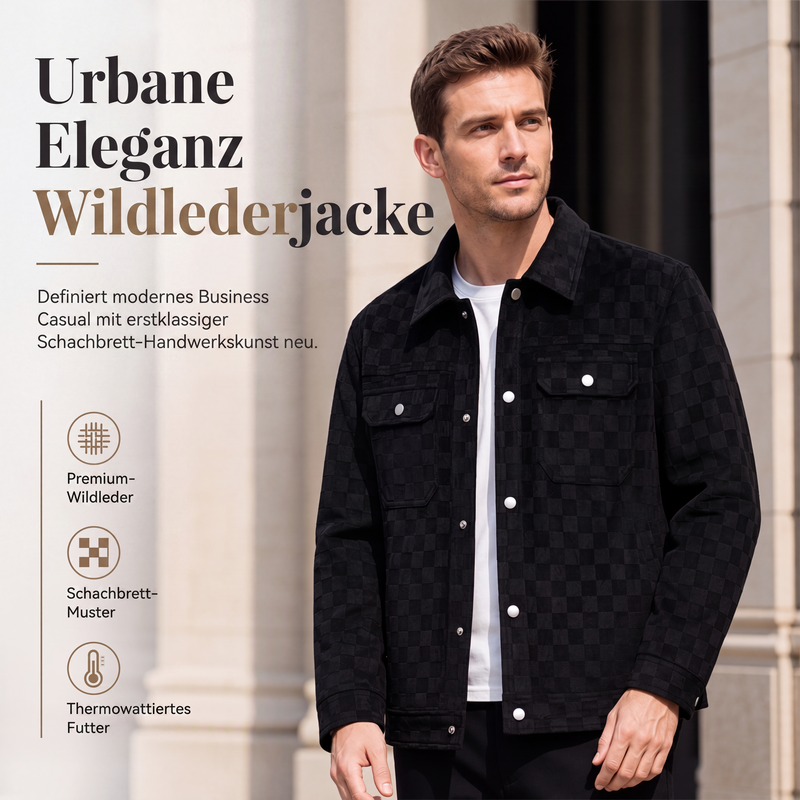 Herren-Karierte Jacke aus Kunstwildleder