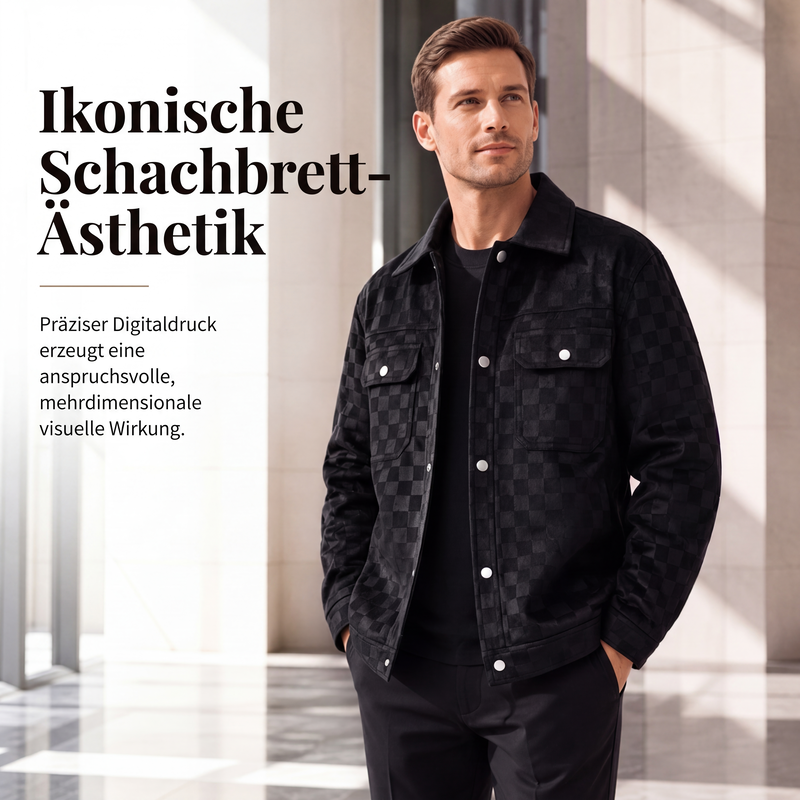 Herren-Karierte Jacke aus Kunstwildleder