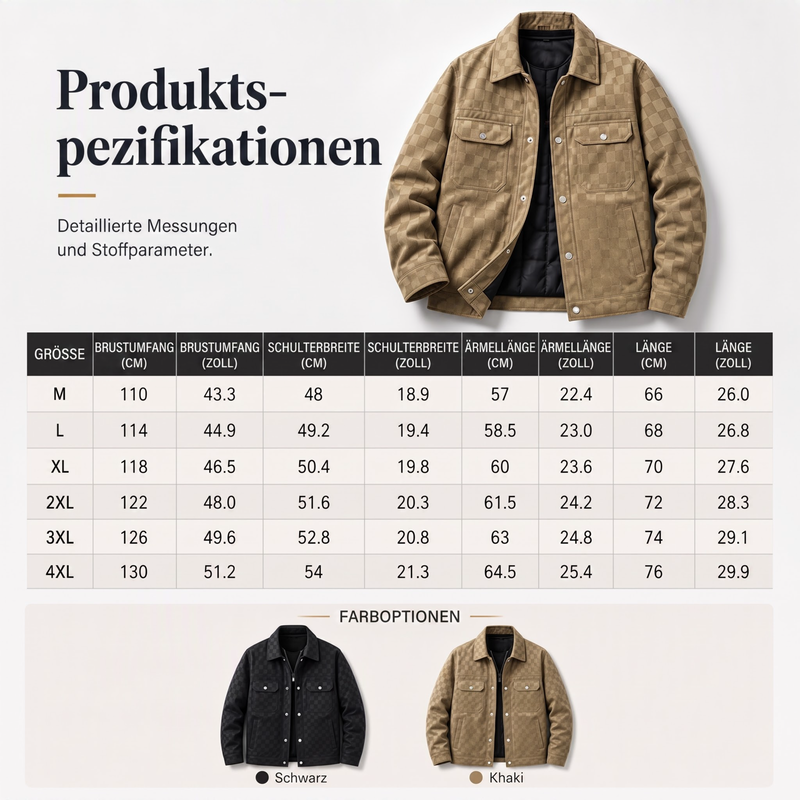 Herren-Karierte Jacke aus Kunstwildleder