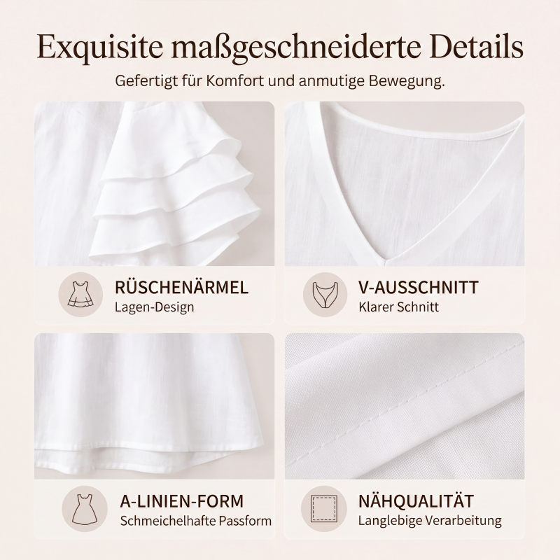 📢📢50%Rabatt!!!🎉✨Damen Kleid mit V-Ausschnitt und Rüschenärmeln