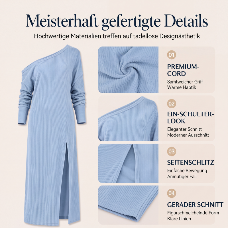 📢📢50%Rabatt!!!🎉✨Damen-Schulterfrei-Kleid mit Seitenschlitz