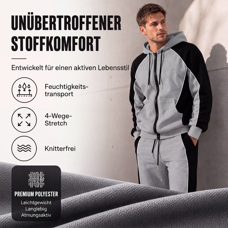 📢📢50%Rabatt!!!🎉✨Herren Farbblock-Set mit Reißverschluss-Kapuzenpullover und Jogginghose
