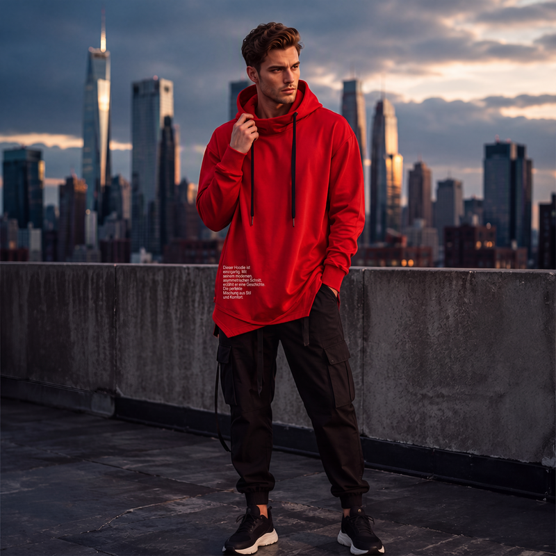 👕 50 % RABATT | Lässig, bequem & besonders – Herren Hoodie mit High-Low-Saum