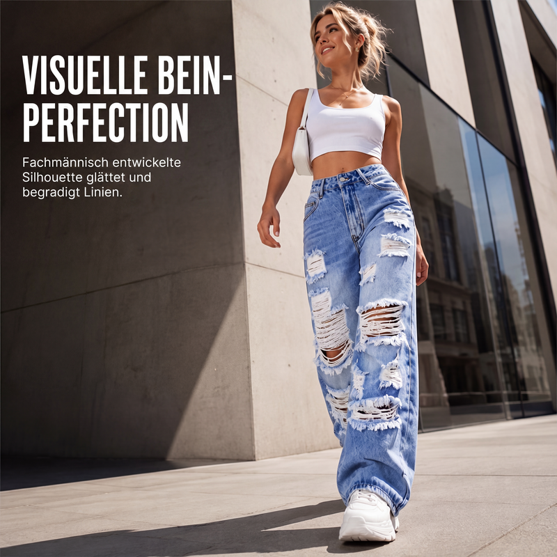 📢📢50%Rabatt!!!🎉⭐Weite Jeans für Damen mit Rissen, Destroyed-Effekt und hoher Taille