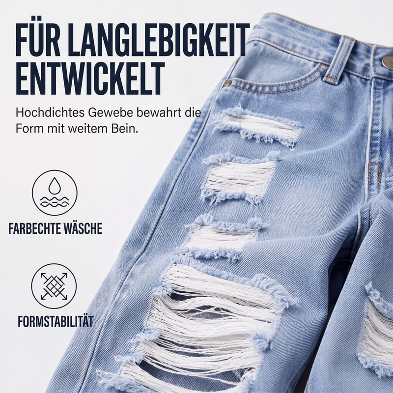 📢📢50%Rabatt!!!🎉⭐Weite Jeans für Damen mit Rissen, Destroyed-Effekt und hoher Taille