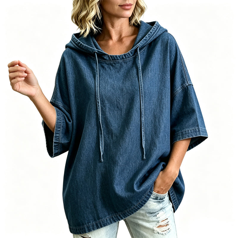 Lässiges, lockeres Denim-Hoodie für Damen