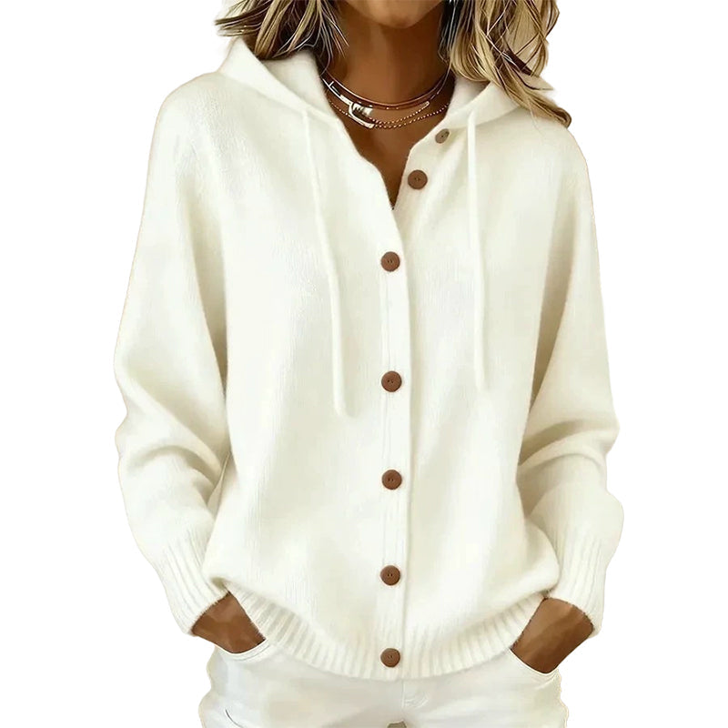Bequeme Strick-Cardigan mit Kapuze für Damen