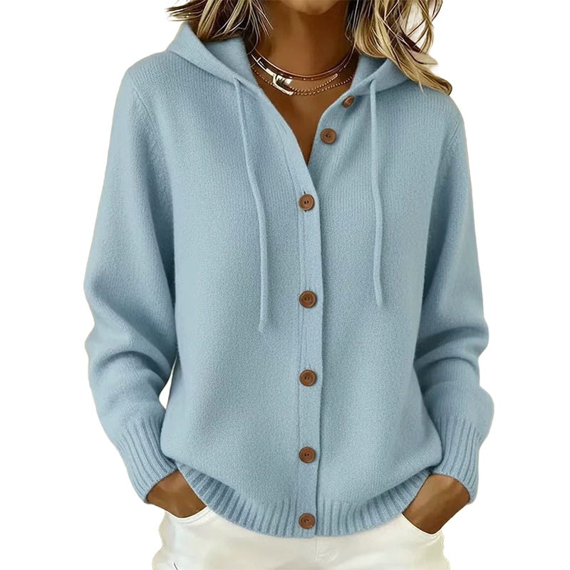 Bequeme Strick-Cardigan mit Kapuze für Damen