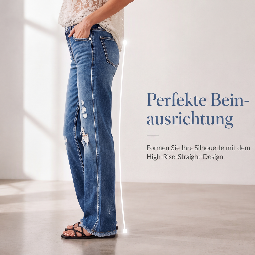 Damen-Jeans im Used-Look mit geradem Bein