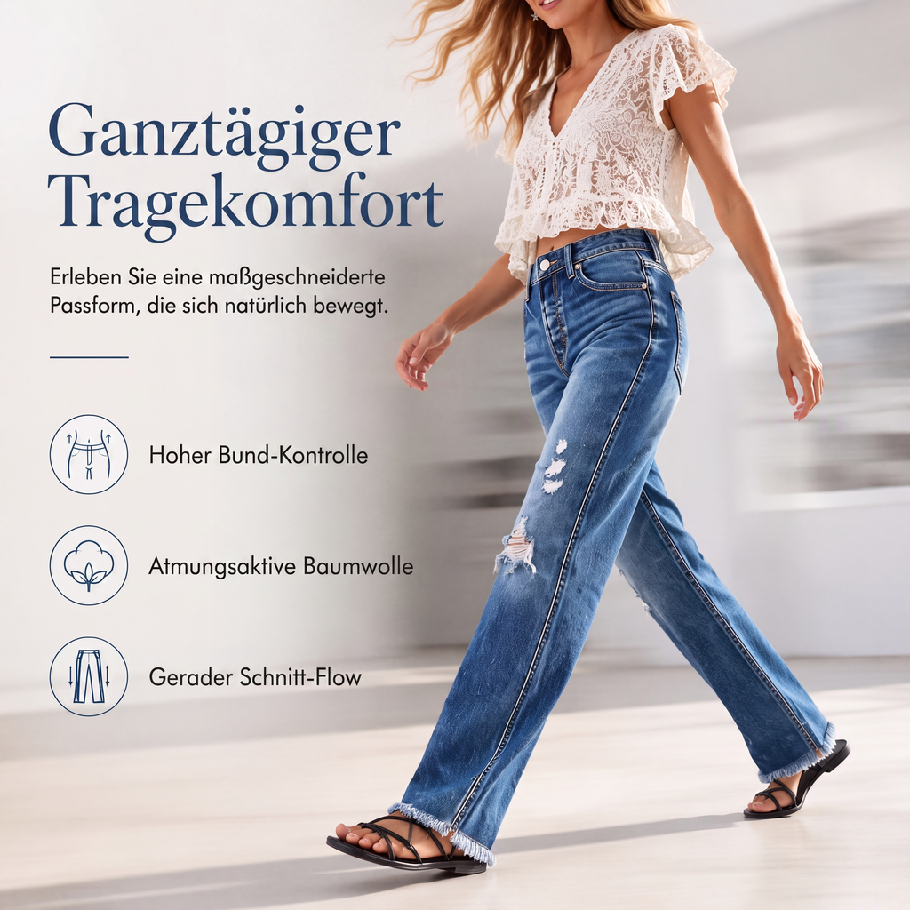 Damen-Jeans im Used-Look mit geradem Bein