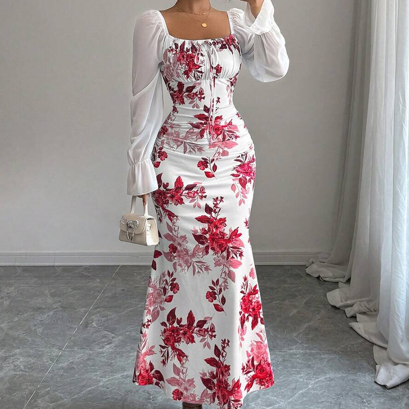 Elegantes geblümtes ausgestelltes Kleid für Damen