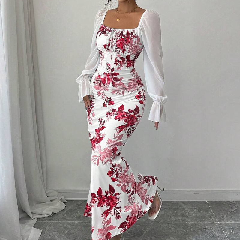 Elegantes geblümtes ausgestelltes Kleid für Damen