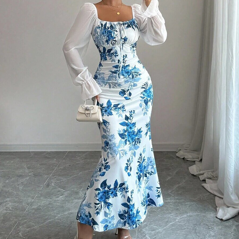 Elegantes geblümtes ausgestelltes Kleid für Damen