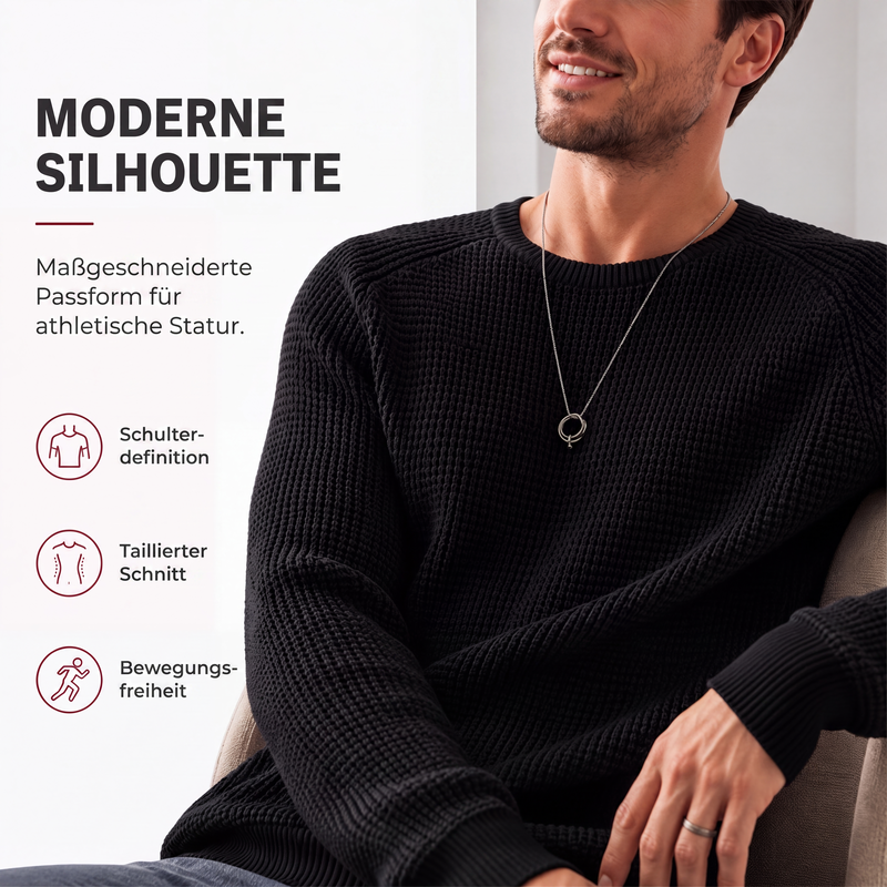 Moderner Waffelstrickpullover für Herren