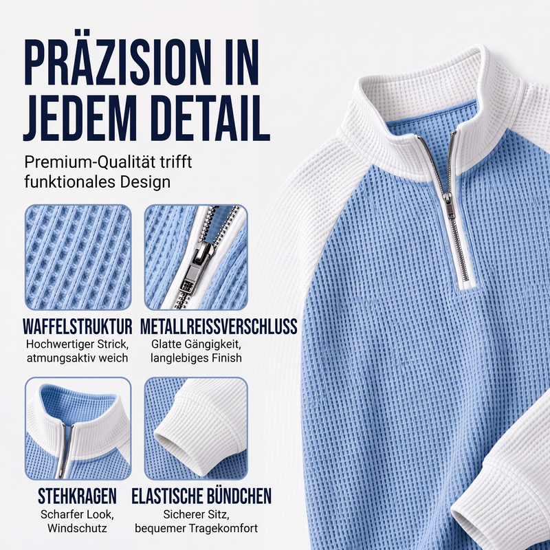 📢📢50%Rabatt!!!🎉✨Herren-Waffelstrick-Quarter-Zip-T-Shirt