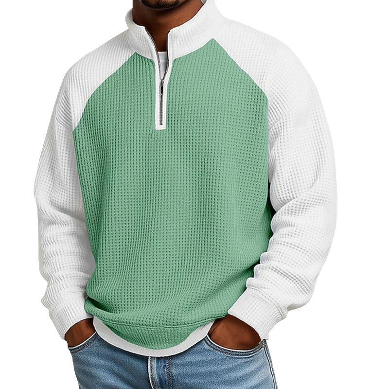 📢📢50%Rabatt!!!🎉✨Herren-Waffelstrick-Quarter-Zip-T-Shirt