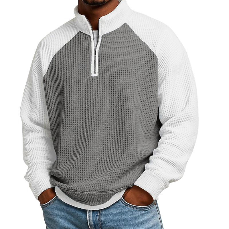 📢📢50%Rabatt!!!🎉✨Herren-Waffelstrick-Quarter-Zip-T-Shirt