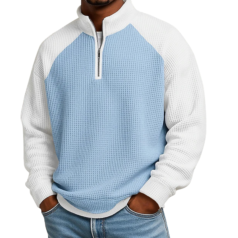 📢📢50%Rabatt!!!🎉✨Herren-Waffelstrick-Quarter-Zip-T-Shirt
