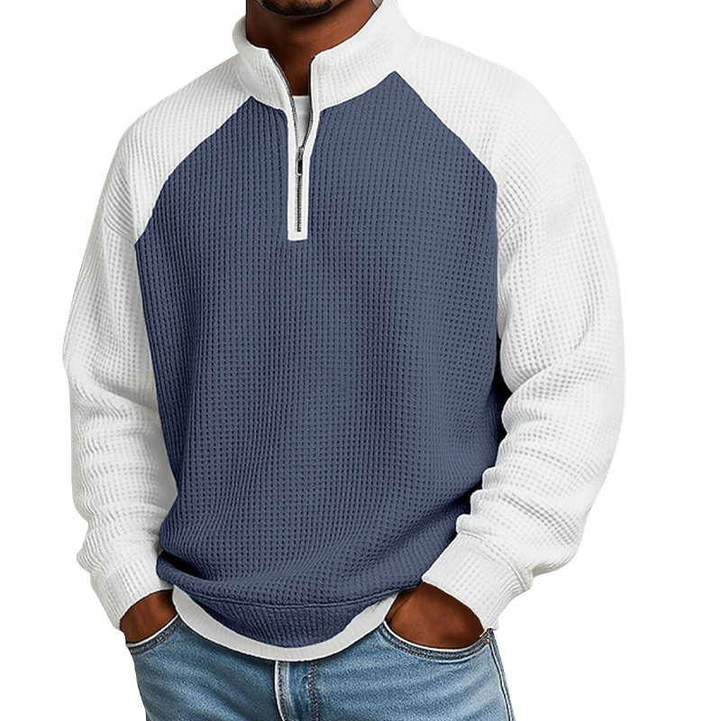 📢📢50%Rabatt!!!🎉✨Herren-Waffelstrick-Quarter-Zip-T-Shirt