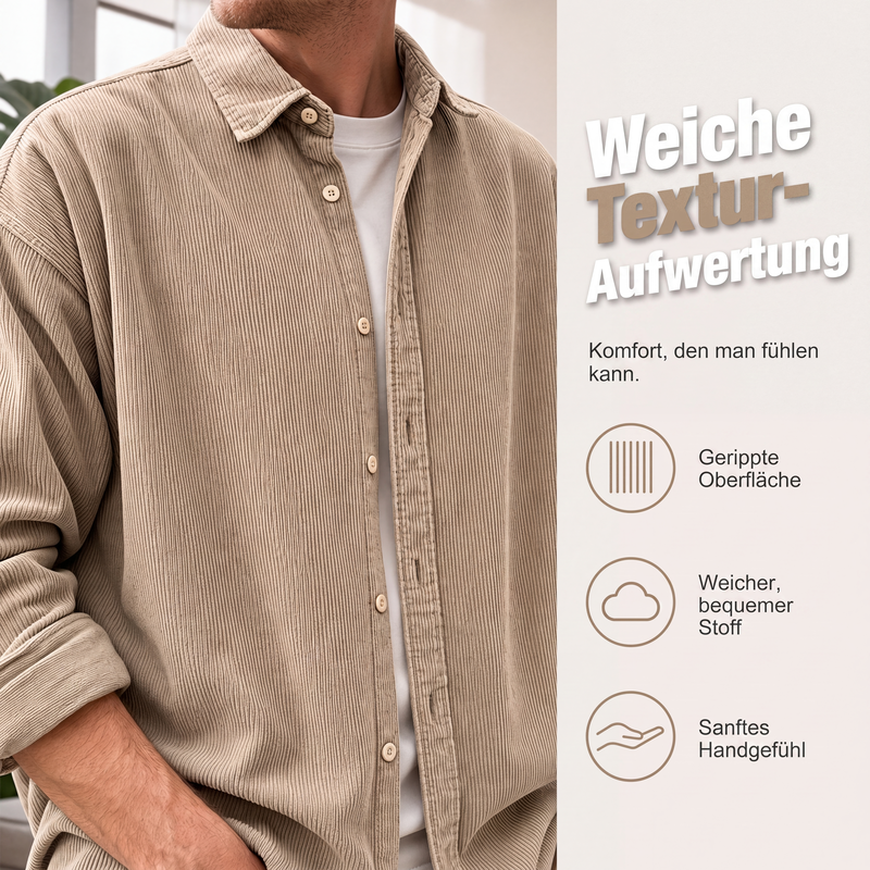 👕 50 % RABATT | Lässig, zeitlos & vielseitig – Herren Cordhemd in lockerer Passform