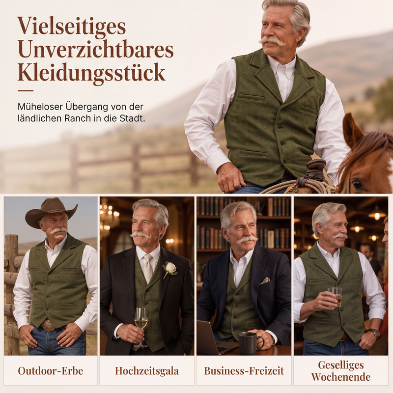 📢📢50%Rabatt!!!🎉✨Herren-Weste im Vintage-Stil mit Revers und Fischgrätmuster aus Tweed