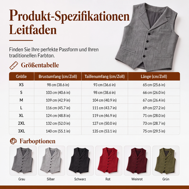 📢📢50%Rabatt!!!🎉✨Herren-Weste im Vintage-Stil mit Revers und Fischgrätmuster aus Tweed