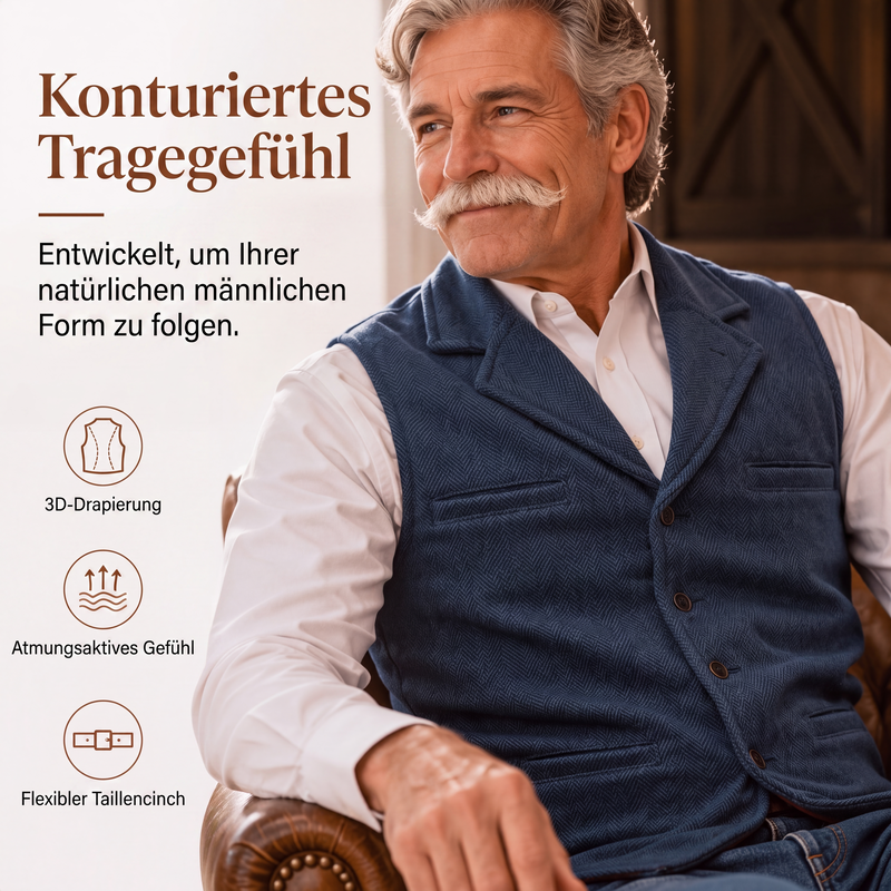 📢📢50%Rabatt!!!🎉✨Herren-Weste im Vintage-Stil mit Revers und Fischgrätmuster aus Tweed