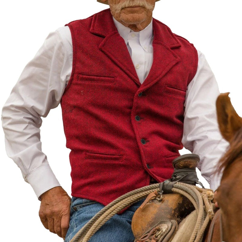 📢📢50%Rabatt!!!🎉✨Herren-Weste im Vintage-Stil mit Revers und Fischgrätmuster aus Tweed