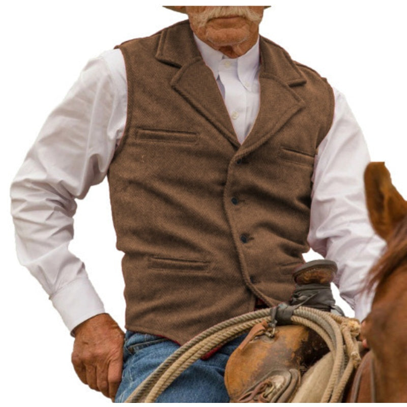 📢📢50%Rabatt!!!🎉✨Herren-Weste im Vintage-Stil mit Revers und Fischgrätmuster aus Tweed