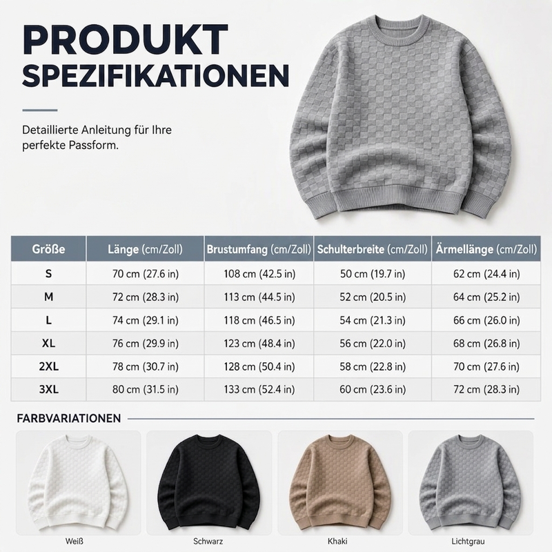 🌟 Der Look, den alle suchen – bei uns 50% günstiger! Herren-Crewneck-Sweatshirt mit Schachbrettmuster