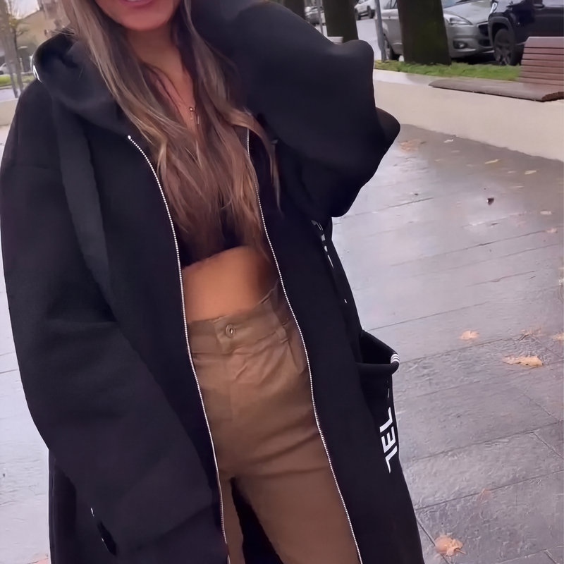 Sudadera larga con capucha para mujer