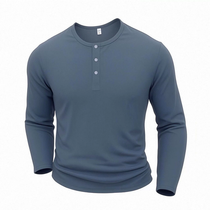 🎪 Neuheiten-Launch + 50% = doppelte Überraschung! Langarm-Henleyshirt für Herren im lässigen Stil