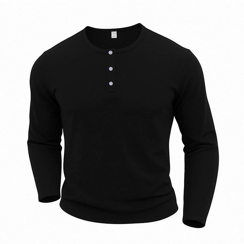 🎪 Neuheiten-Launch + 50% = doppelte Überraschung! Langarm-Henleyshirt für Herren im lässigen Stil