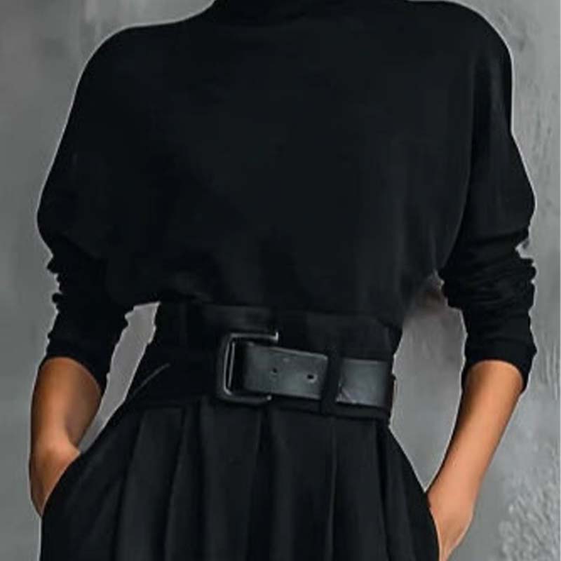 📢📢50%Rabatt!!!🎉✨Eleganter Damen-Zweiteiler: Rollkragen-Shirt & Hose mit hohem Bund
