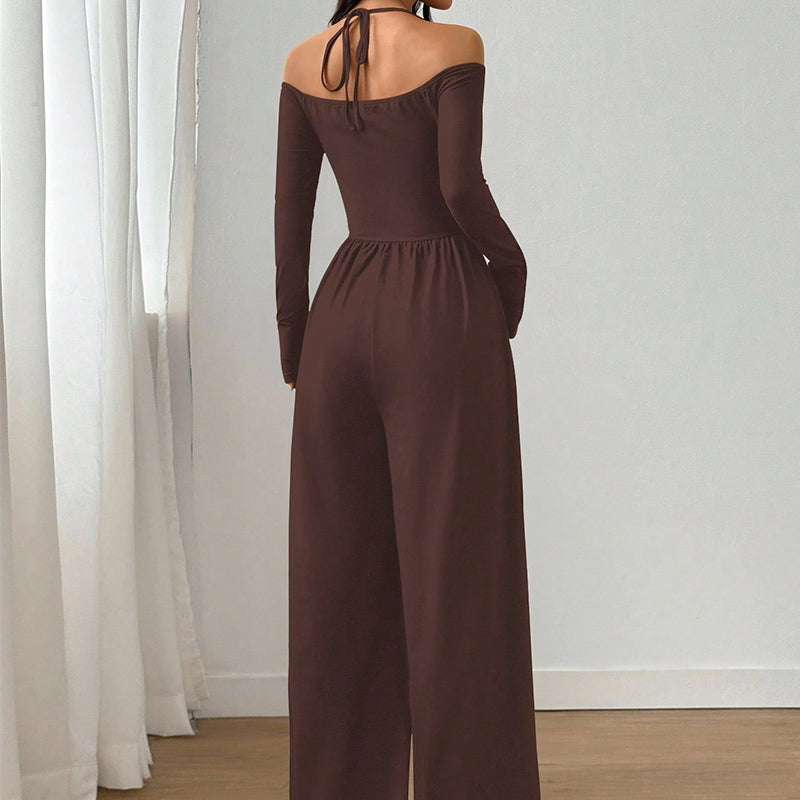 Eleganter Neckholder-Jumpsuit mit tiefem V-Ausschnitt für Damen