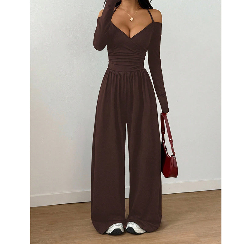 Eleganter Neckholder-Jumpsuit mit tiefem V-Ausschnitt für Damen