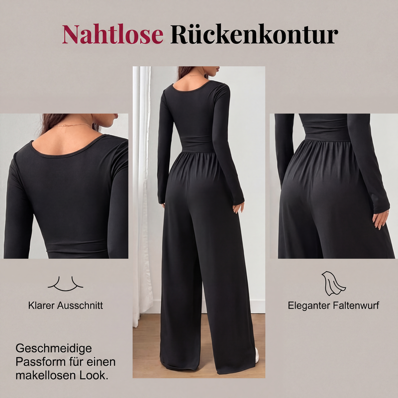 👗 50 % RABATT | Ein Teil, kompletter Look – Damen Jumpsuit mit Karreeausschnitt & weitem Bein